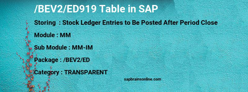 SAP /BEV2/ED919 table