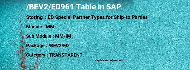 SAP /BEV2/ED961 table