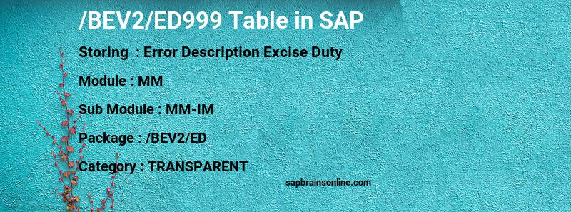 SAP /BEV2/ED999 table