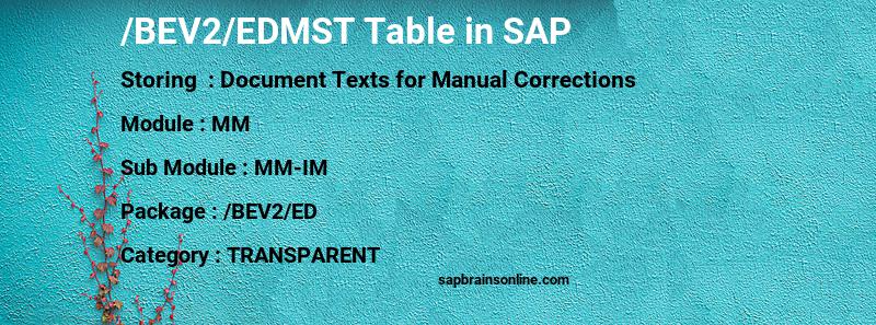 SAP /BEV2/EDMST table