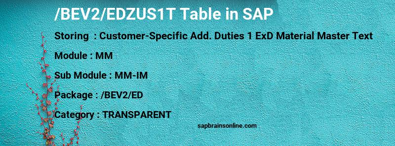 SAP /BEV2/EDZUS1T table