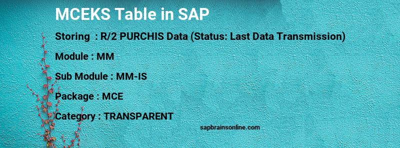 SAP MCEKS table