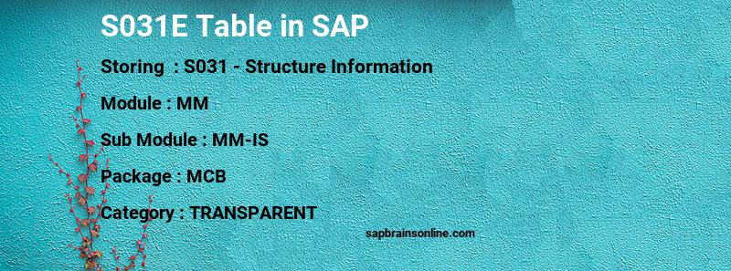 SAP S031E table