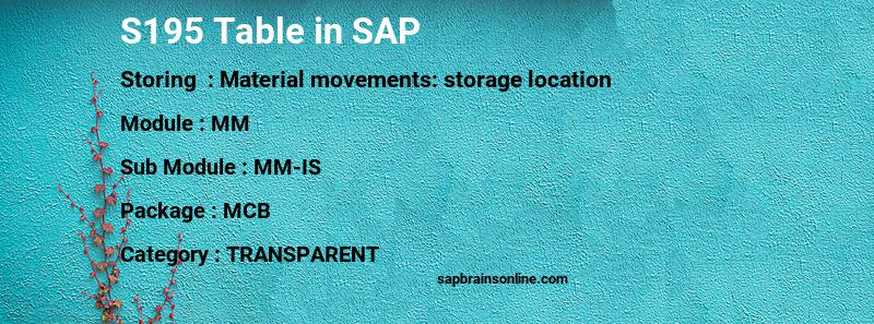 SAP S195 table