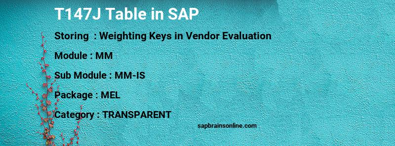 SAP T147J table