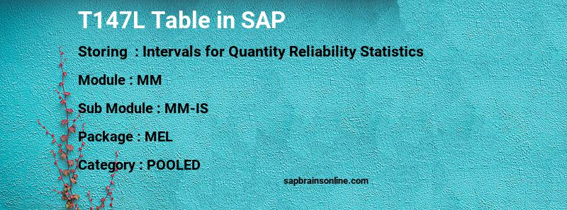 SAP T147L table