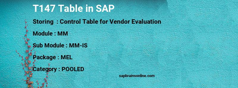 SAP T147 table