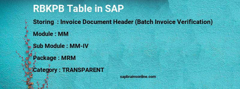 SAP RBKPB table