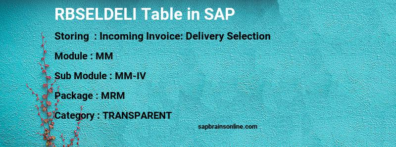 SAP RBSELDELI table