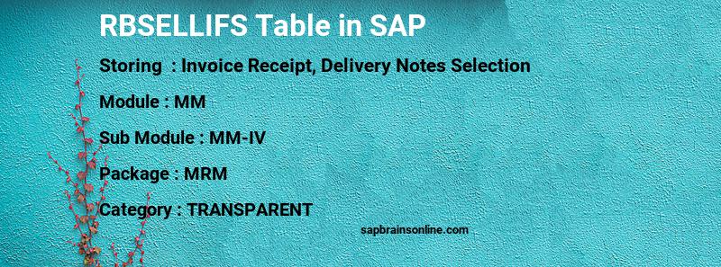 SAP RBSELLIFS table