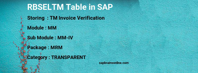 SAP RBSELTM table