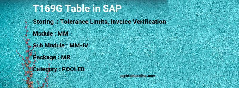 SAP T169G table