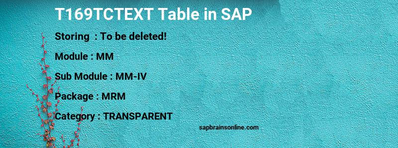 SAP T169TCTEXT table