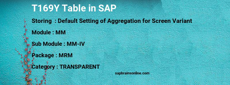 SAP T169Y table