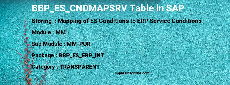 SAP BBP_ES_CNDMAPSRV table