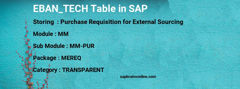 SAP EBAN_TECH table