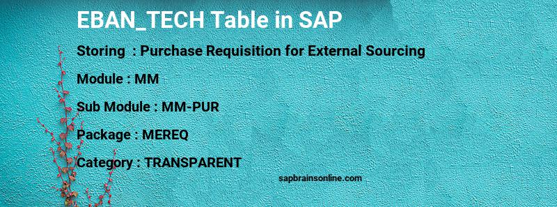 SAP EBAN_TECH table