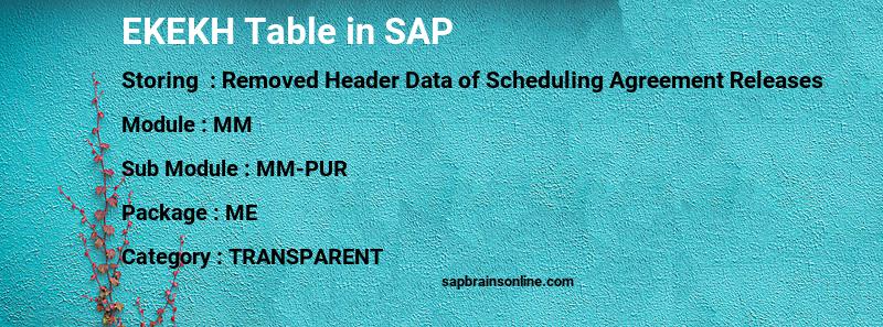 SAP EKEKH table