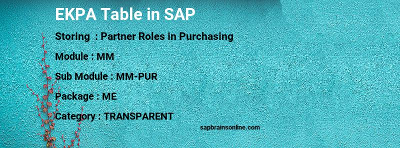 SAP EKPA table