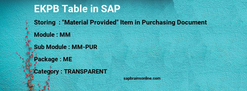 SAP EKPB table