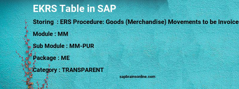 SAP EKRS table