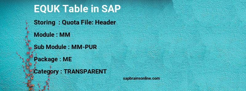 SAP EQUK table