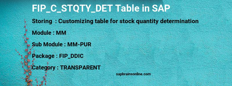 SAP FIP_C_STQTY_DET table