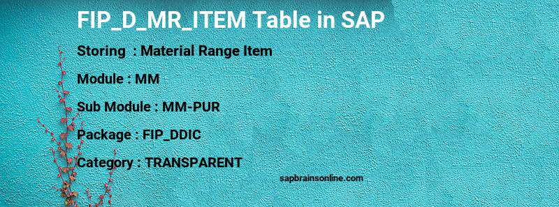 SAP FIP_D_MR_ITEM table