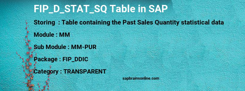 SAP FIP_D_STAT_SQ table