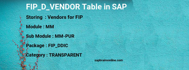 SAP FIP_D_VENDOR table