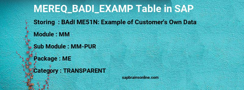 SAP MEREQ_BADI_EXAMP table