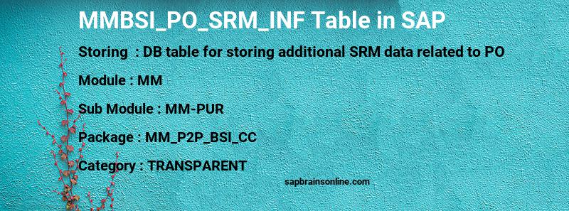 SAP MMBSI_PO_SRM_INF table