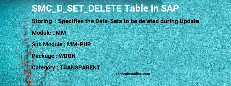 SAP SMC_D_SET_DELETE table