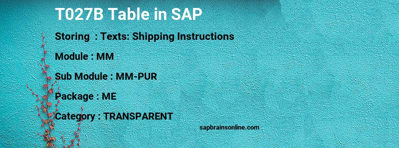 SAP T027B table