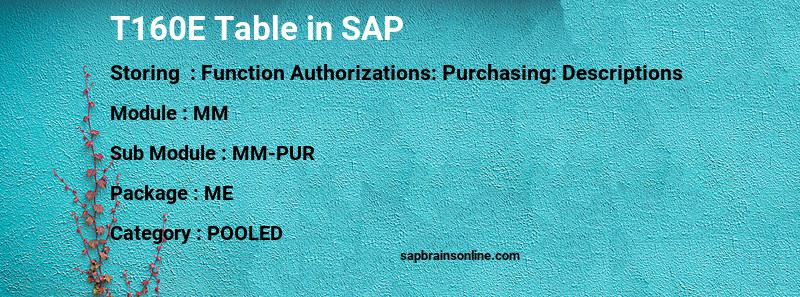 SAP T160E table