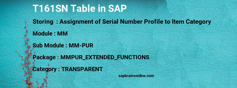 SAP T161SN table