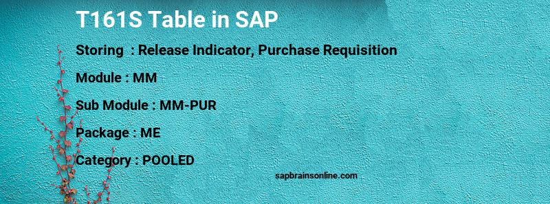 SAP T161S table