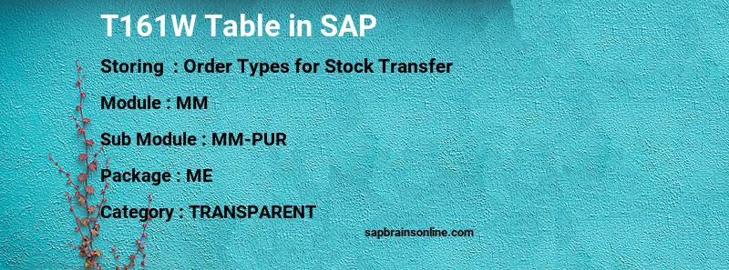 SAP T161W table