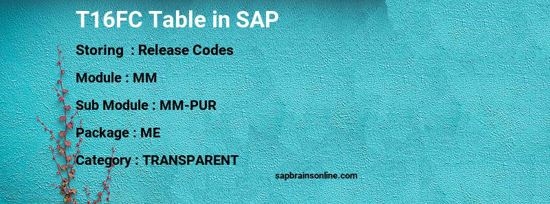 SAP T16FC table