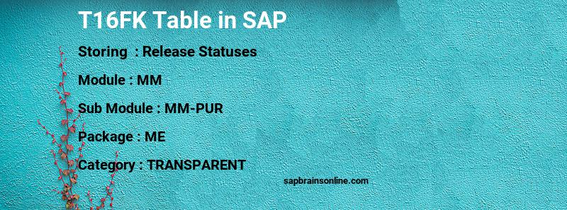 SAP T16FK table