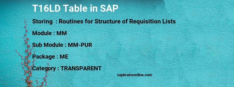 SAP T16LD table