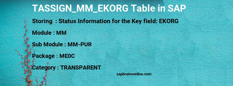SAP TASSIGN_MM_EKORG table