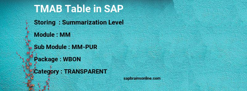 SAP TMAB table