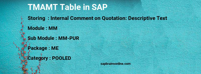 SAP TMAMT table