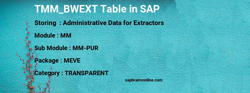 SAP TMM_BWEXT table