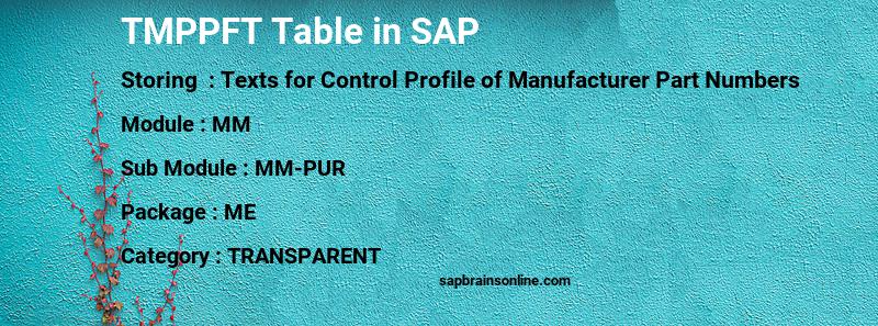 SAP TMPPFT table