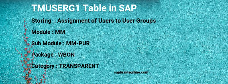 SAP TMUSERG1 table