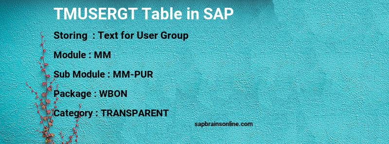 SAP TMUSERGT table