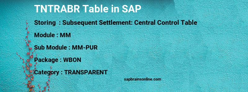SAP TNTRABR table