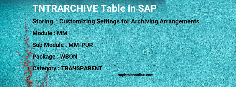 SAP TNTRARCHIVE table